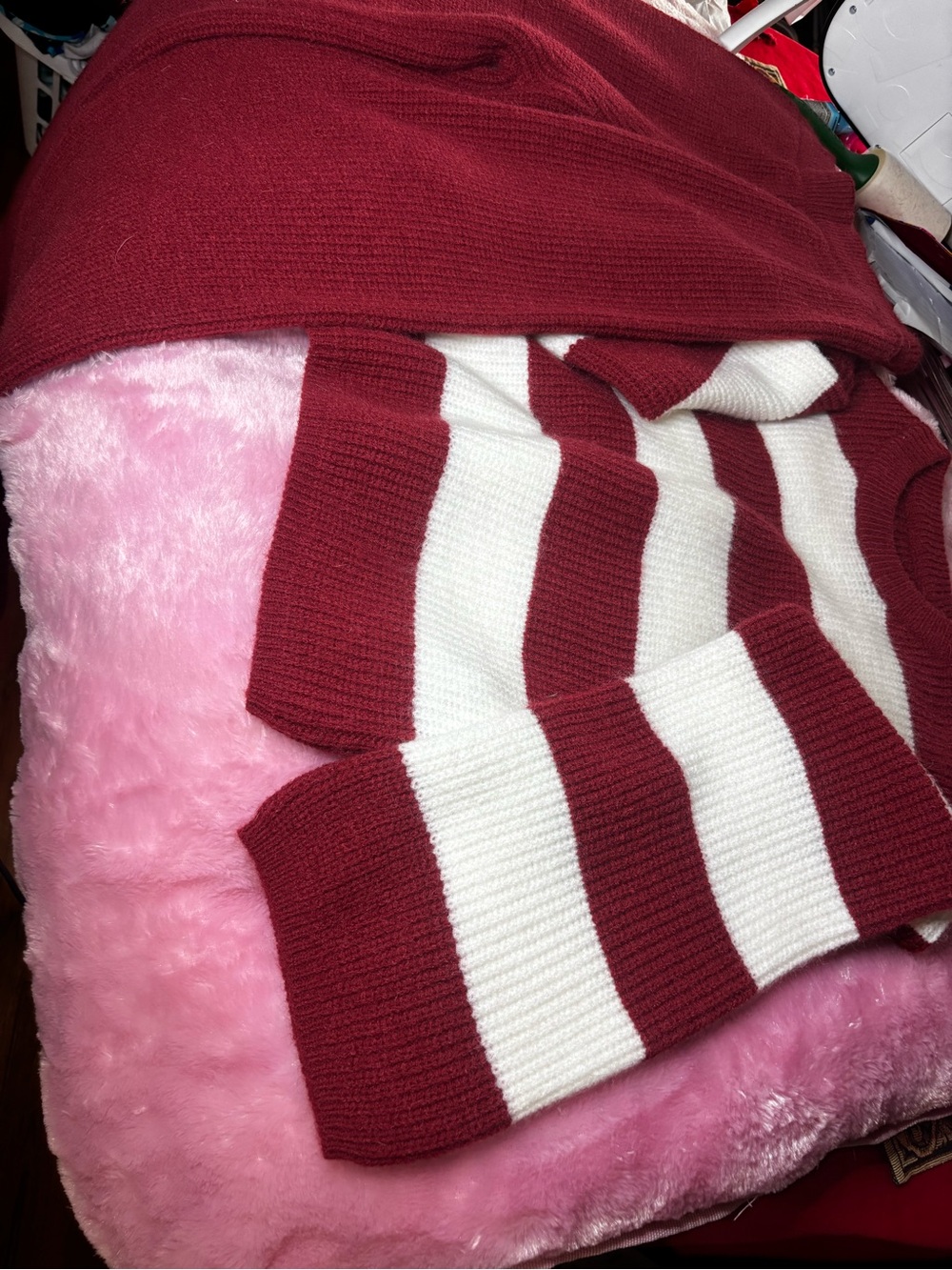SHEIN Red Ribbed Knit Pullover